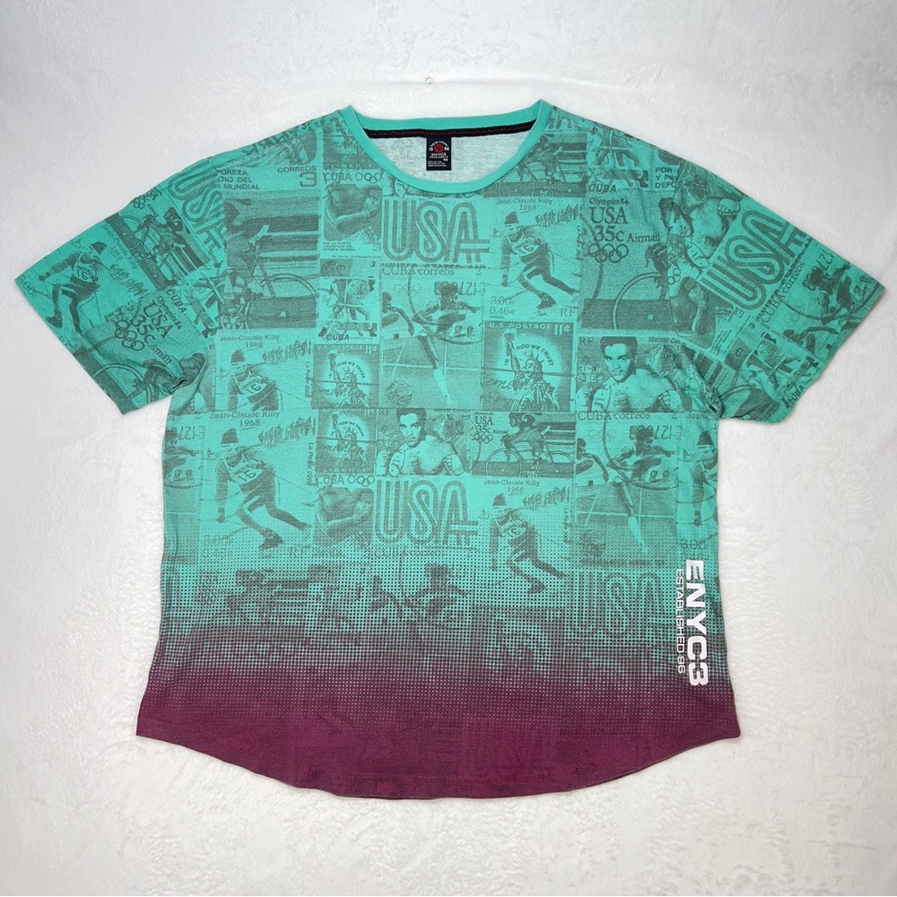 Enyce Shirt All Over Print Mens 4X 1968 Olympics Stamp Collection Sports